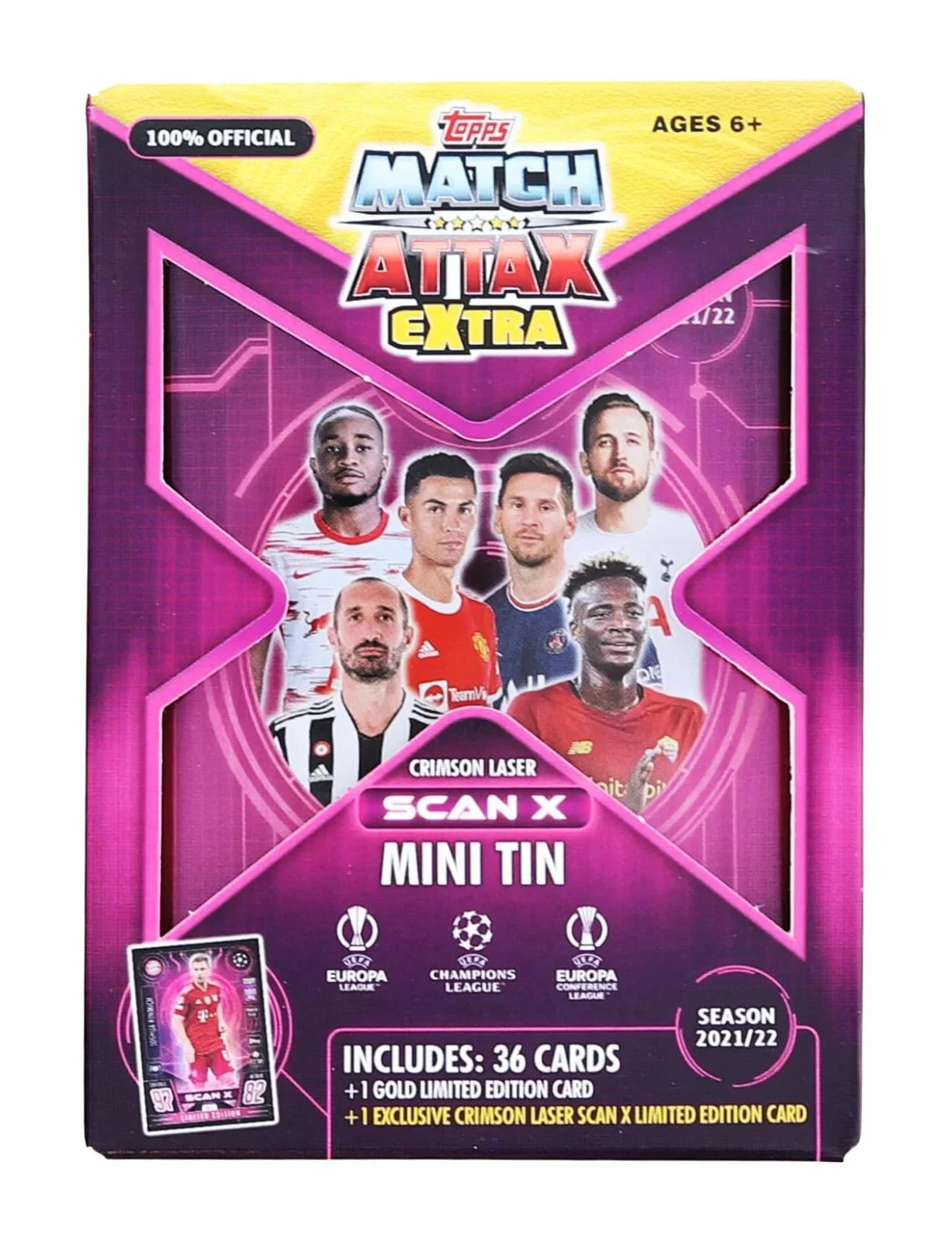 2021/22 Topps Match Attax EXTRA UEFA CRIMSON LASER Mini TIN