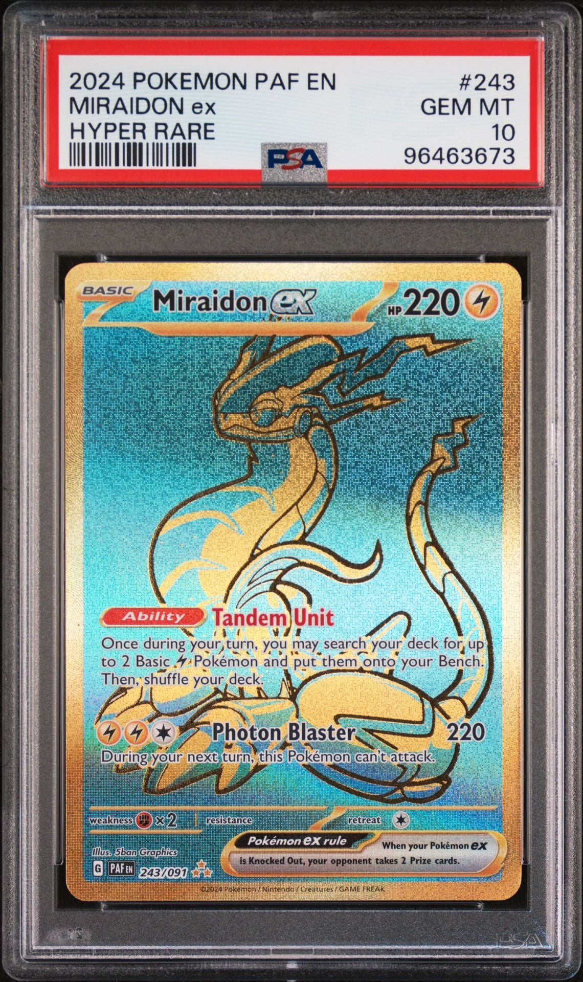 Miraidon EX Hyper Rare 243/091 - PSA 10 Gem Mint