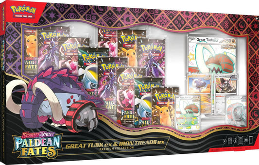 Paldean Fates Great Tusk ex and Iron Treads ex Premium Collection