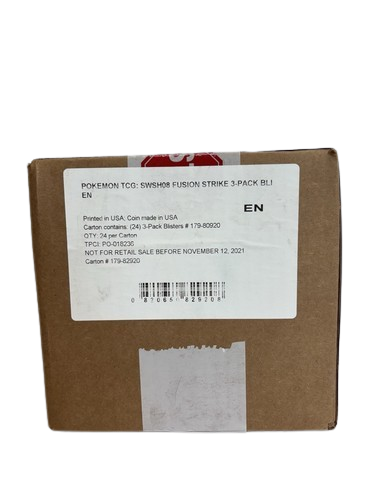 Pokémon TCG: Sword & Shield—Fusion Strike 3-Pack Blister Sealed Case (24 Blisters)