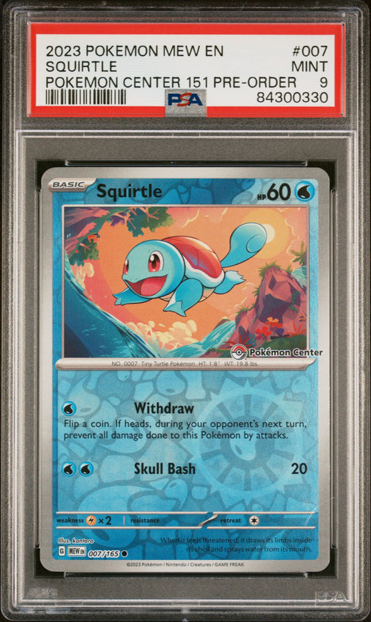 Squirtle Pokemon Center Stamped Promo #007/165 - PSA 9 Mint